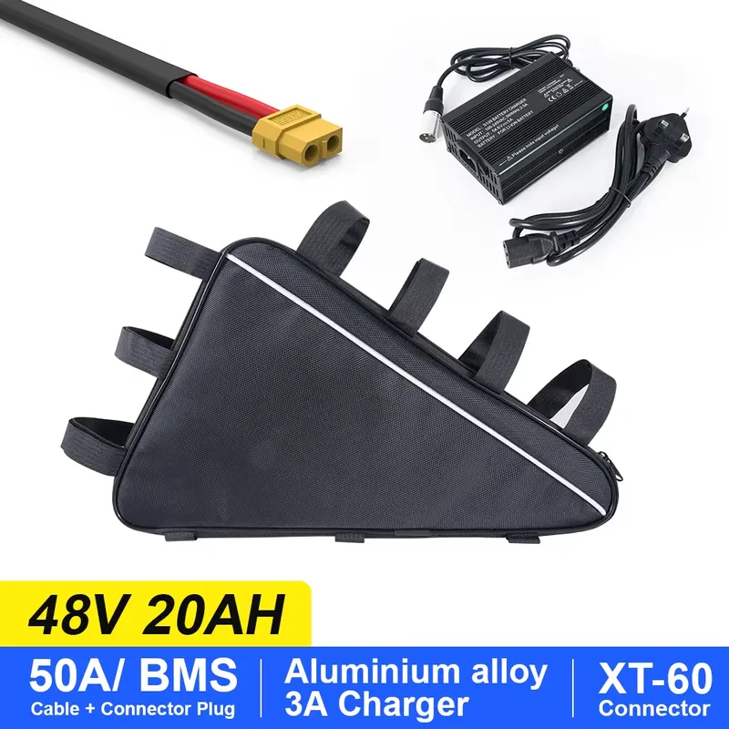 بطارية ليثيوم مثلثية الشكل للد - مراجعة Ebike Battery 52V 20Ah Triangle Pack وسعره