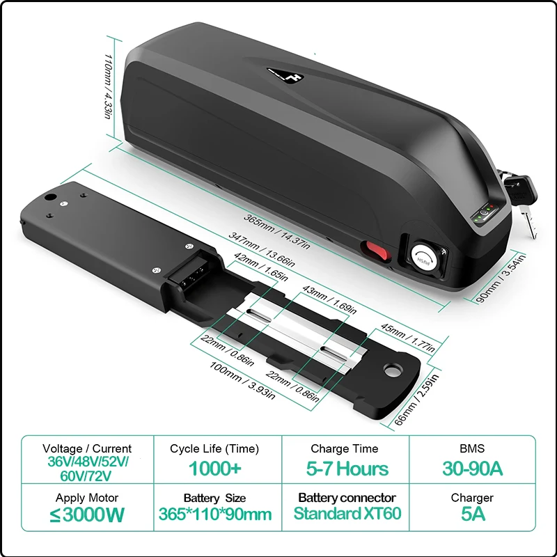 بطارية دراجة كهربائية 72V60V 4 - مراجعة Ebike Battery 48V 20Ah Hailong وسعره