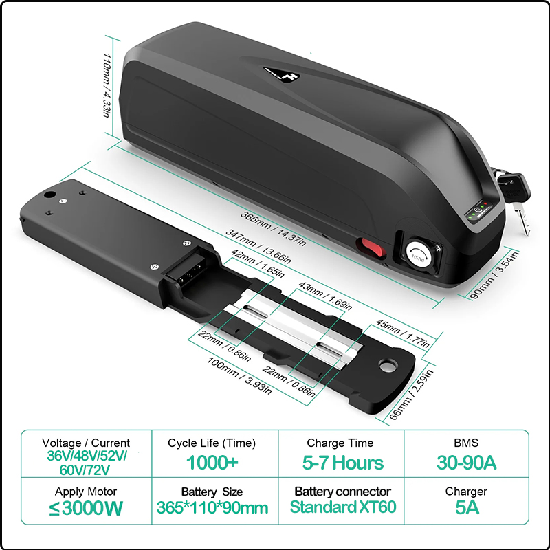 بطارية دراجة كهربائية 36 فولت  - مراجعة Ebike Battery 48V 20Ah Hailong وسعره